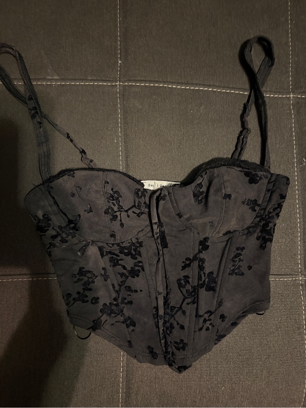 Bear Dance Black Floral Velvet Bustier